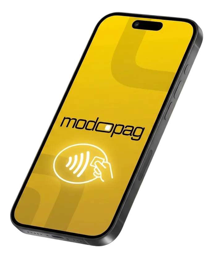 Celular com modoTAP ativo, pronto pra receber pagamento por aproximação
